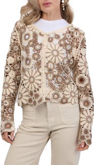 SAACHI Flower Open Stitch Cardigan