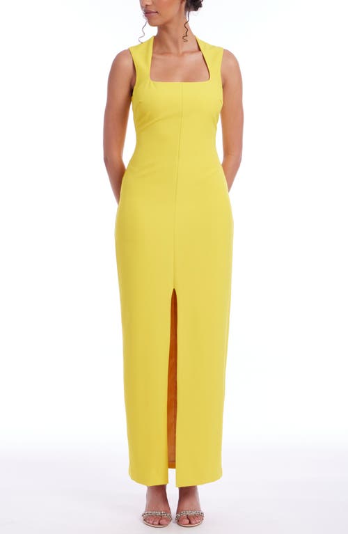 Jewel Badgley Mischka Square Neck Sheath Cocktail Dress In Yellow