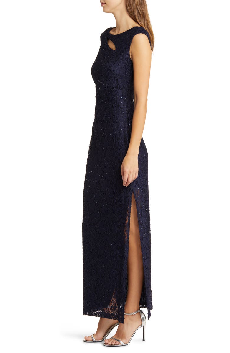 Connected Apparel Sequin Lace Sheath Gown, Alternate, color, 