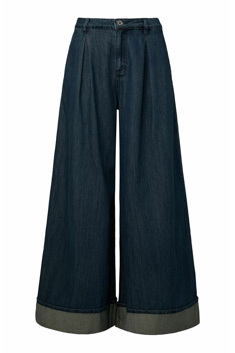 Pleated Wide Leg Jean, Main, color, MID WASH
