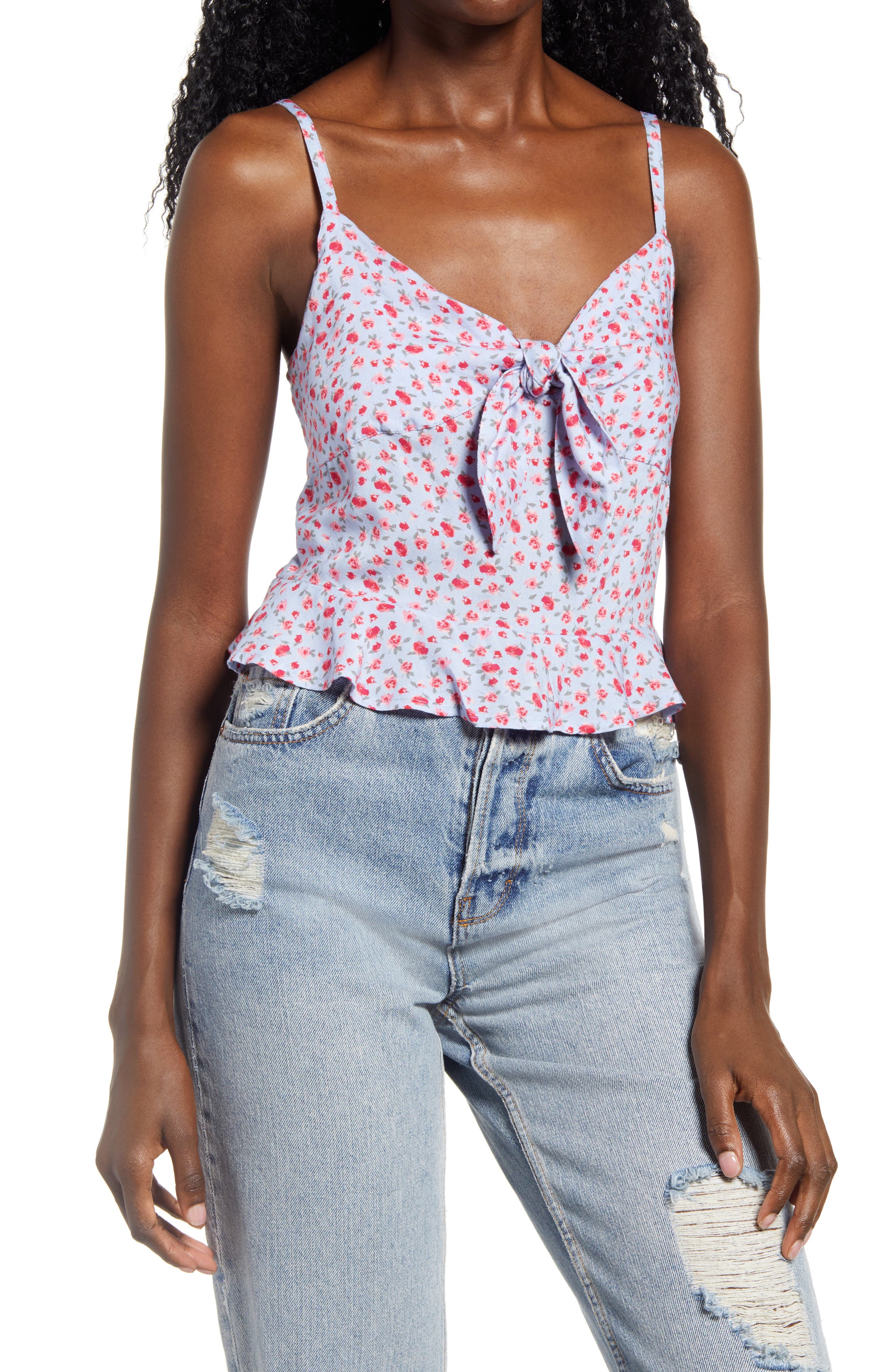 BP. Tie Front Smocked Back Cami (Women) | Nordstromrack