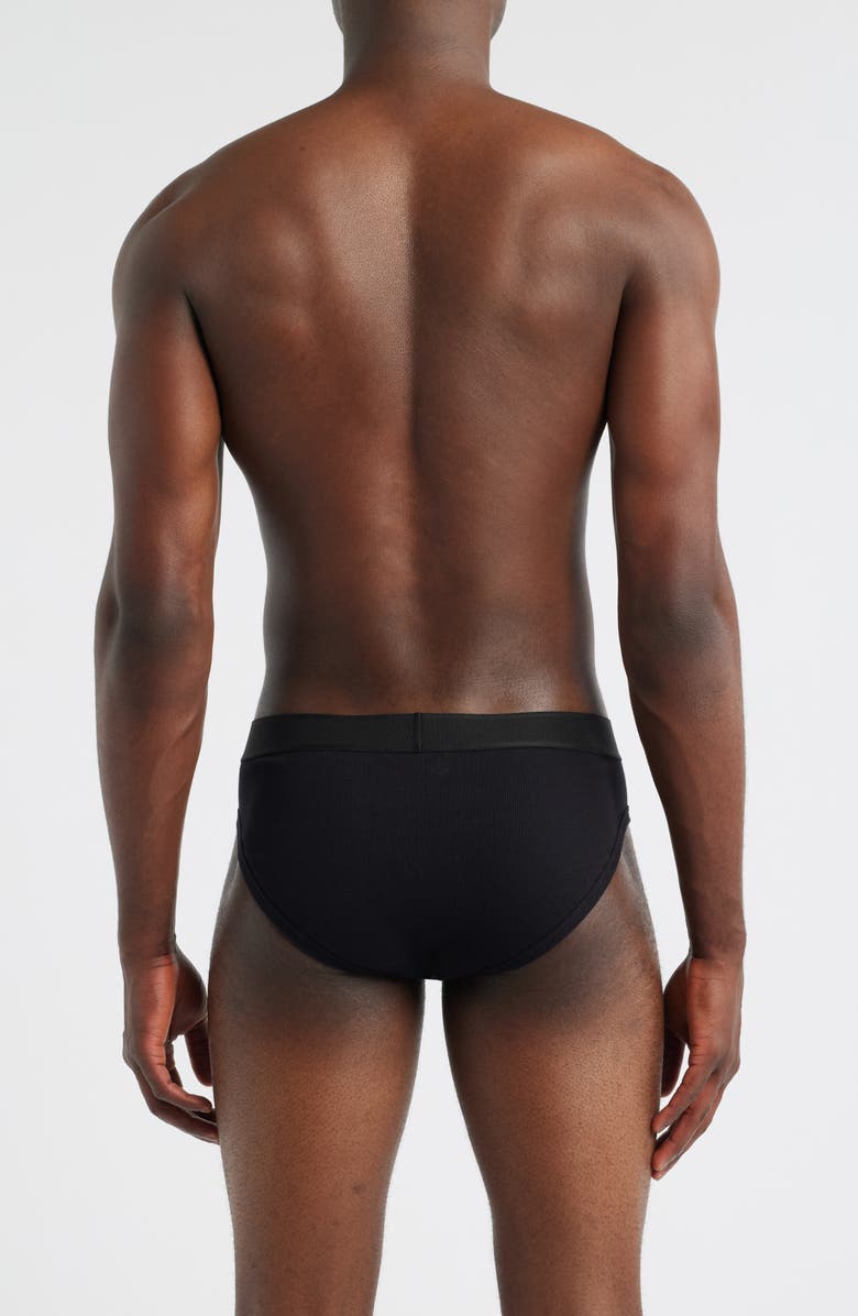 Versace '90s Logo Stretch Cotton Rib Briefs, Alternate, color, Black