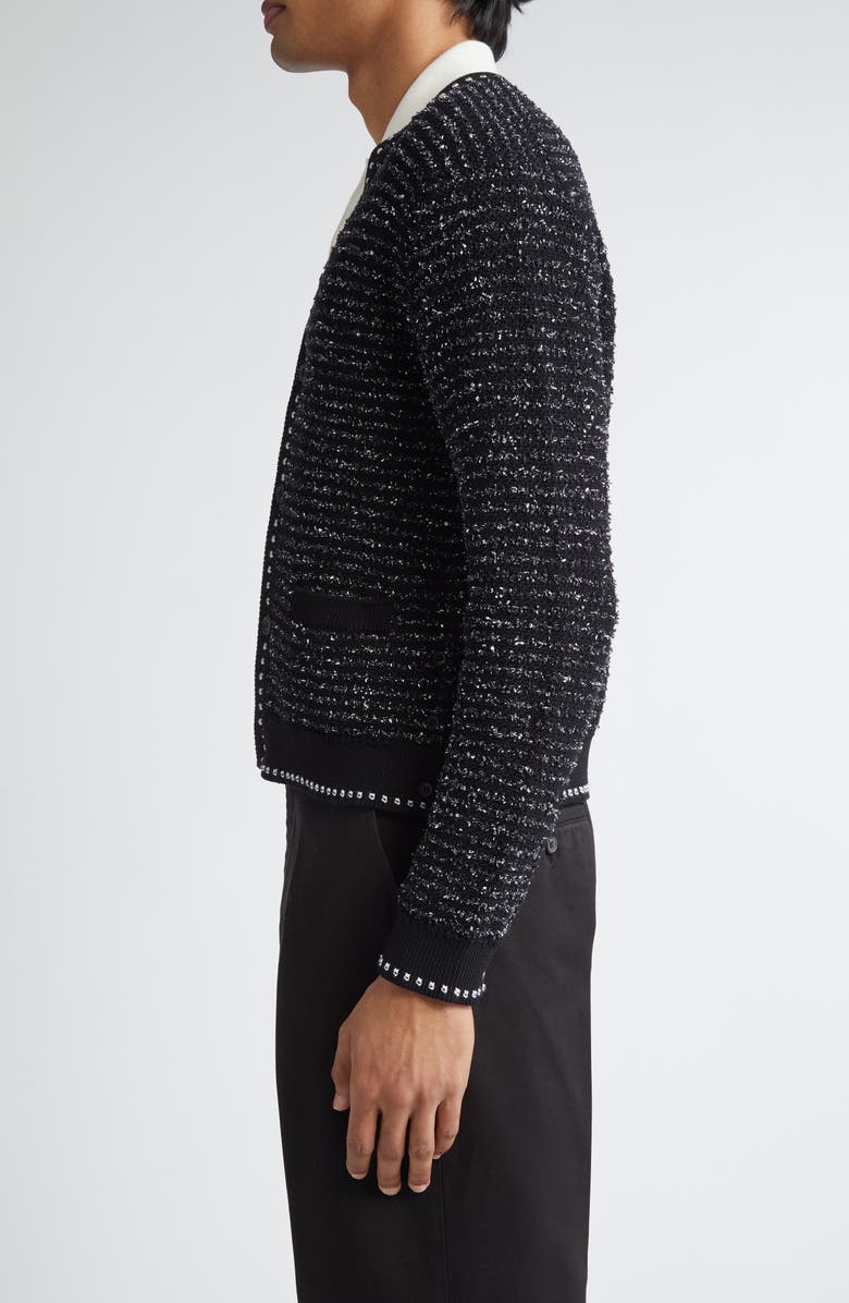 Thom Browne Eyelash Tweed Jacquard Knit Cardigan, Alternate, color, 