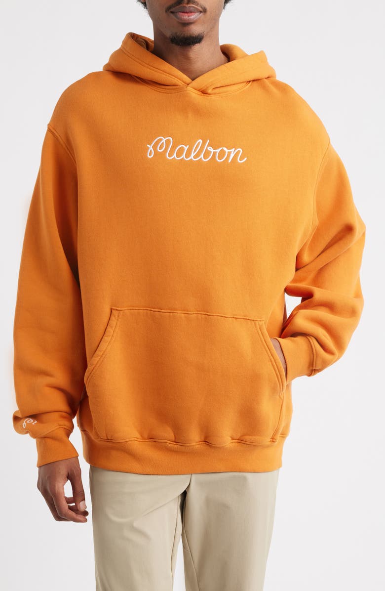 Malbon Golf Fesque Cotton Fleece Hoodie, Main, color, Marmalade