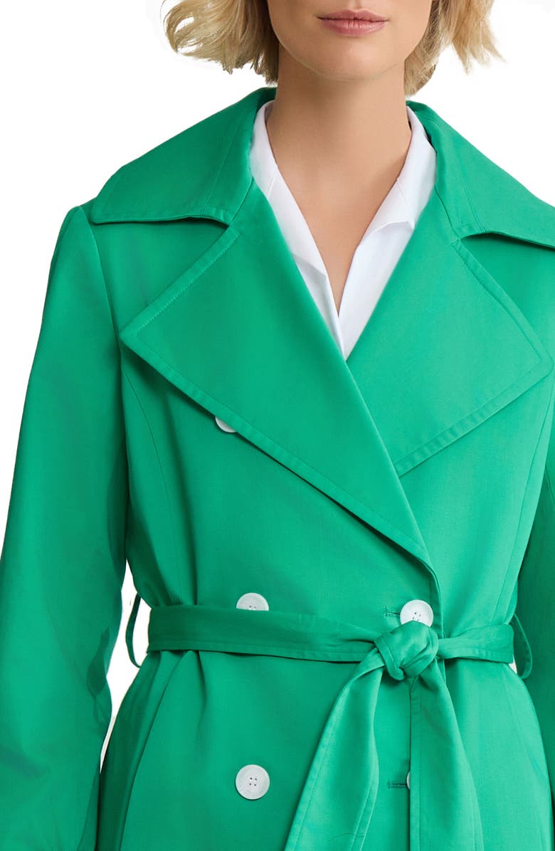 Jones New York Double Breasted Trench Coat, Alternate, color, Kelly