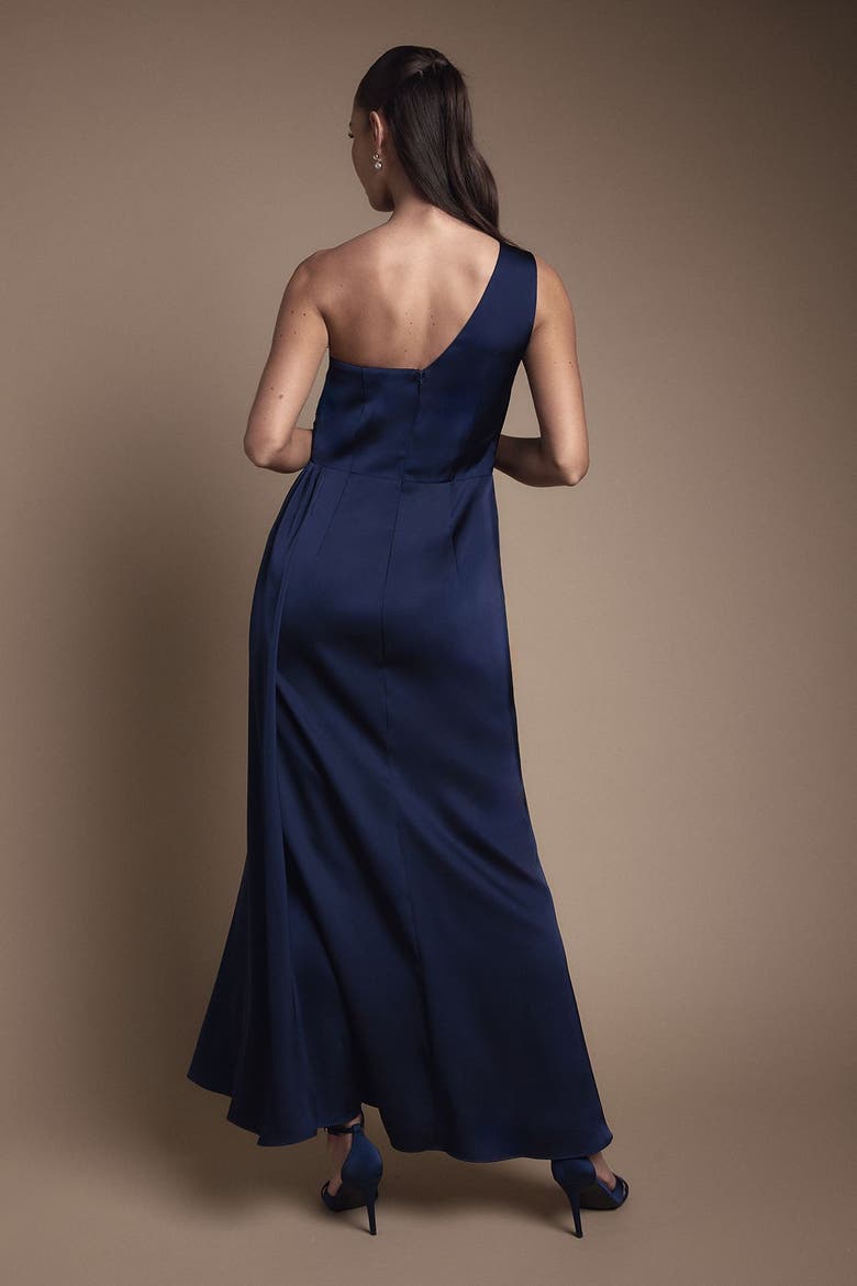 Asymmetric One-Shoulder Maxi Dress, Alternate, color, Navy