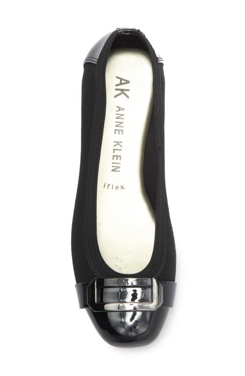 Anne Klein Ursula Ballet Flat In Black Matte Stretch