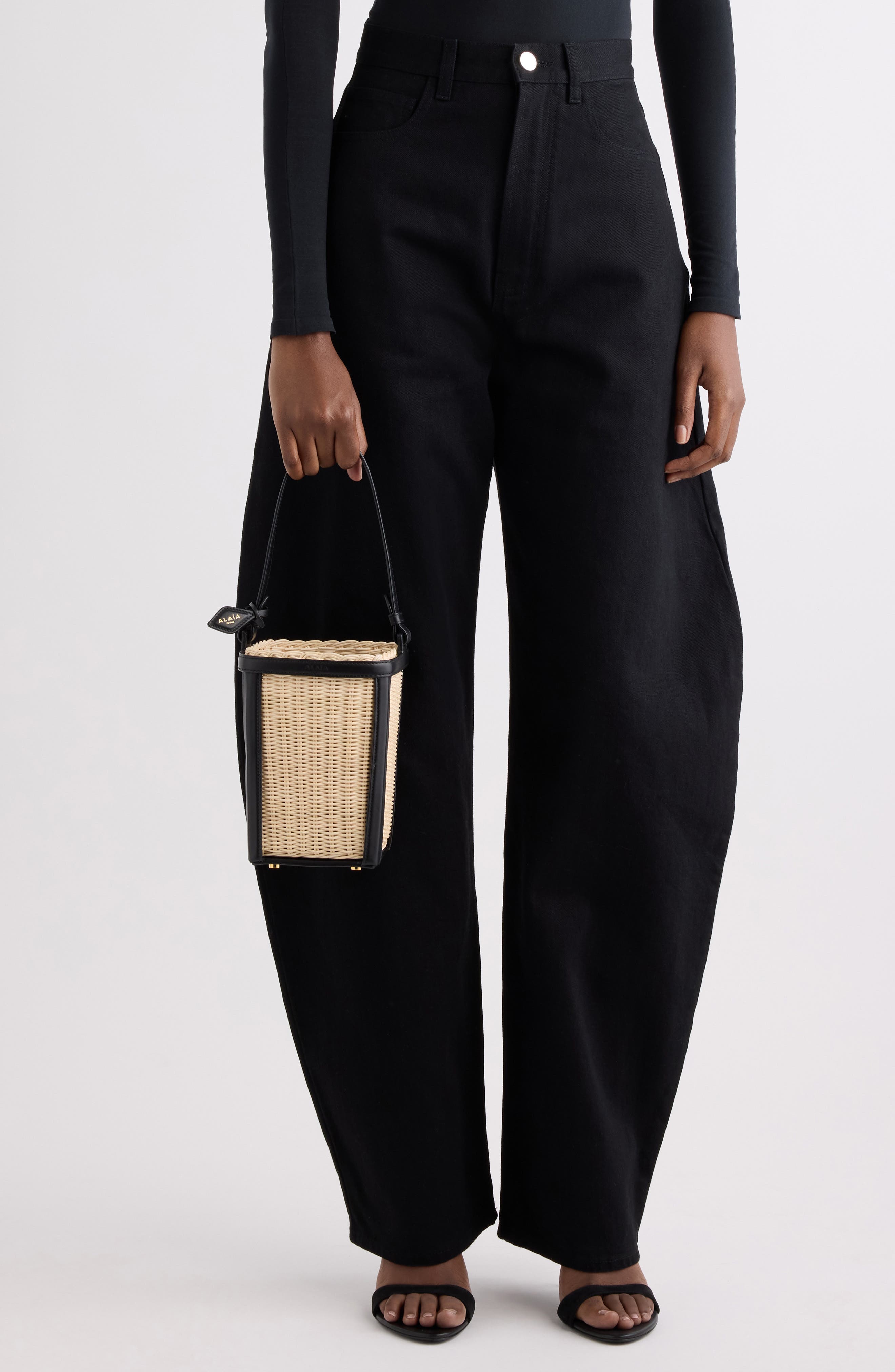 Woven Rattan Basket Bag, Alternate, color, NOIR 999