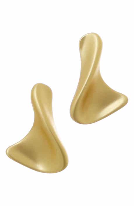 Adornia 14K Gold Plated Twisted Stud Earrings