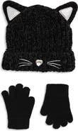 Capelli New York Kids' Chenille Kitty Beanie & Gloves Set