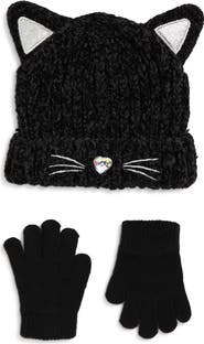 Capelli New York Kids' Chenille Kitty Beanie & Gloves Set