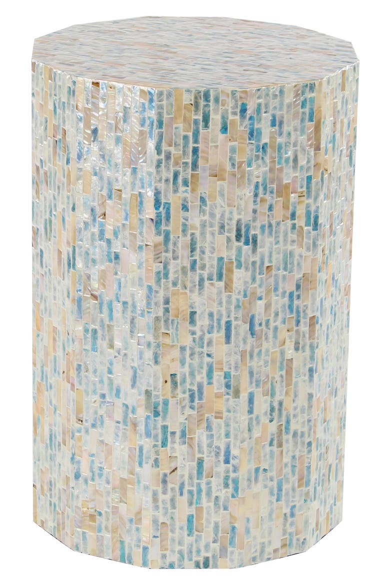 Blue Mother of Pearl Contemporary Accent Table, Main, color, BLUE