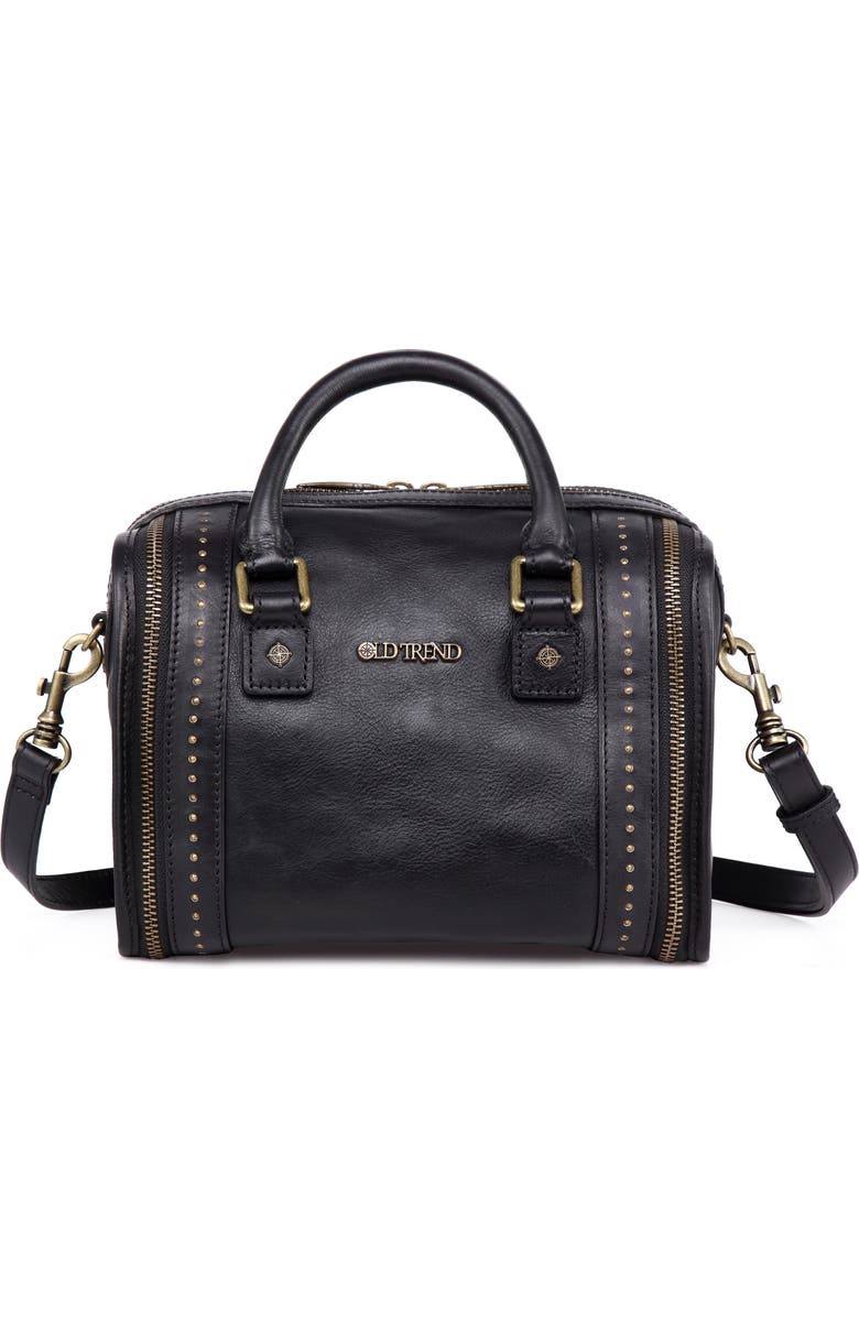 OLD TREND Mini Trunk Leather Crossbody Bag, Main, color, Black