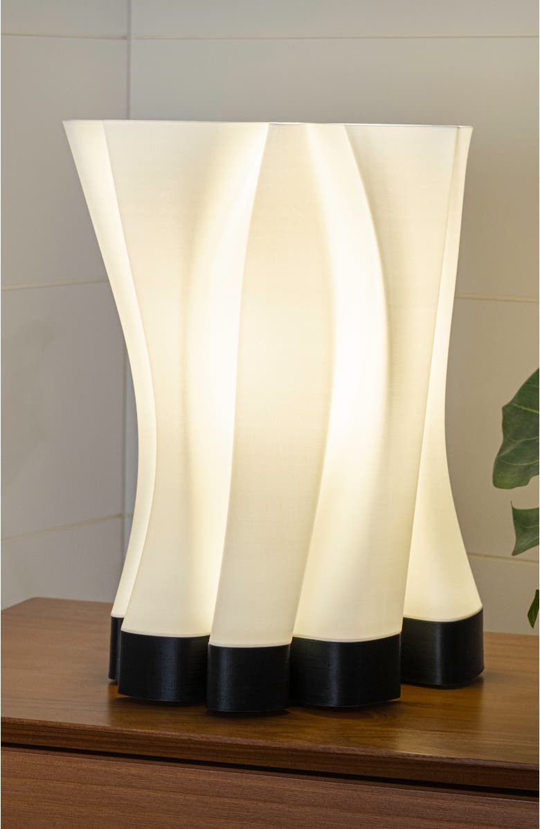 JONATHAN Y Flame 13.5" Modern Bohemian Plant-Based PLA 3D Printed Dimmable LED Table Lamp, Alternate, color, White/Black