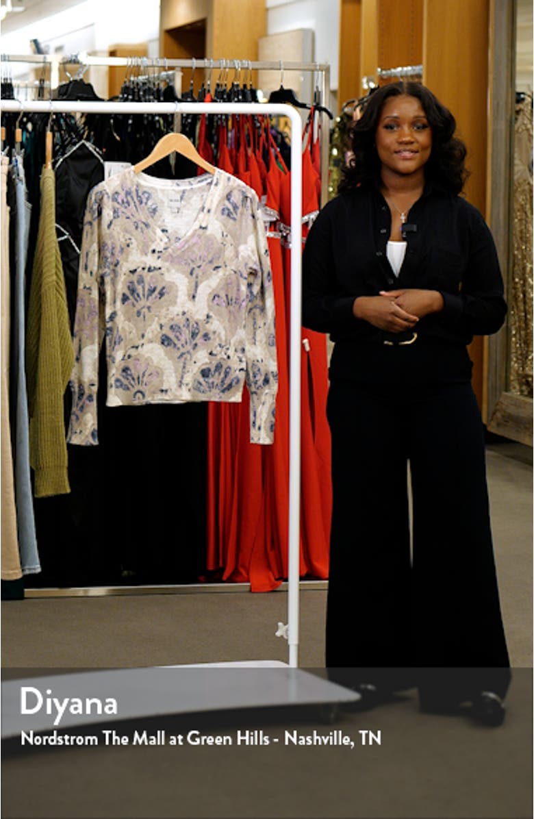 Falling Fans V-Neck Cotton Blend Sweater, sales video thumbnail