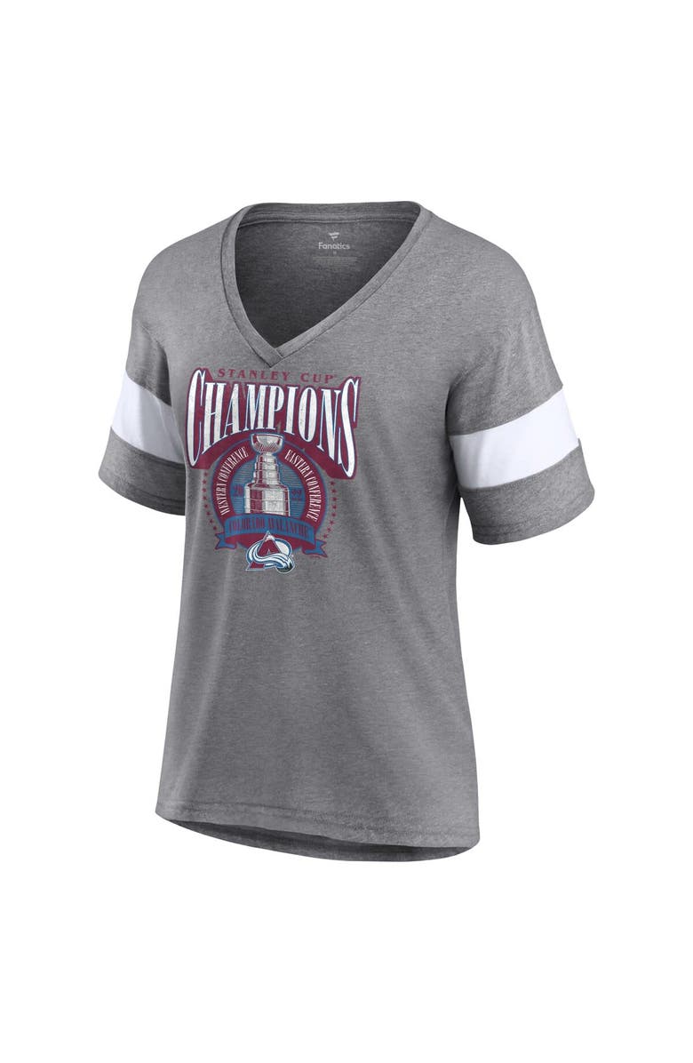 FANATICS Women's Fanatics Branded Heathered Gray Colorado Avalanche 2022 Stanley Cup Champions Banner V-Neck Triblend T-Shirt, Alternate, color,