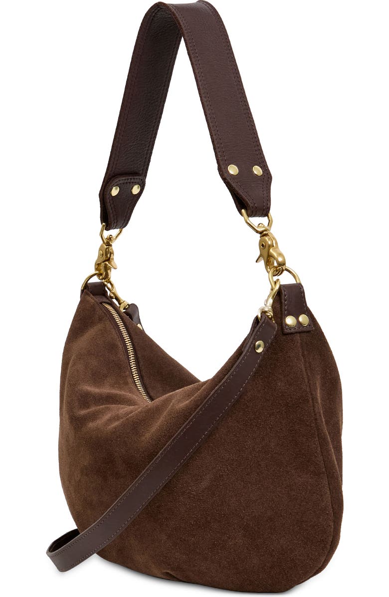 Clare V. Moyen Suede Messenger Bag, Alternate, color, Chocolate