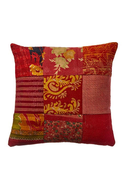 Tic Tac Toe One Of a Kind Overdye Kantha Decor Pillow Cover