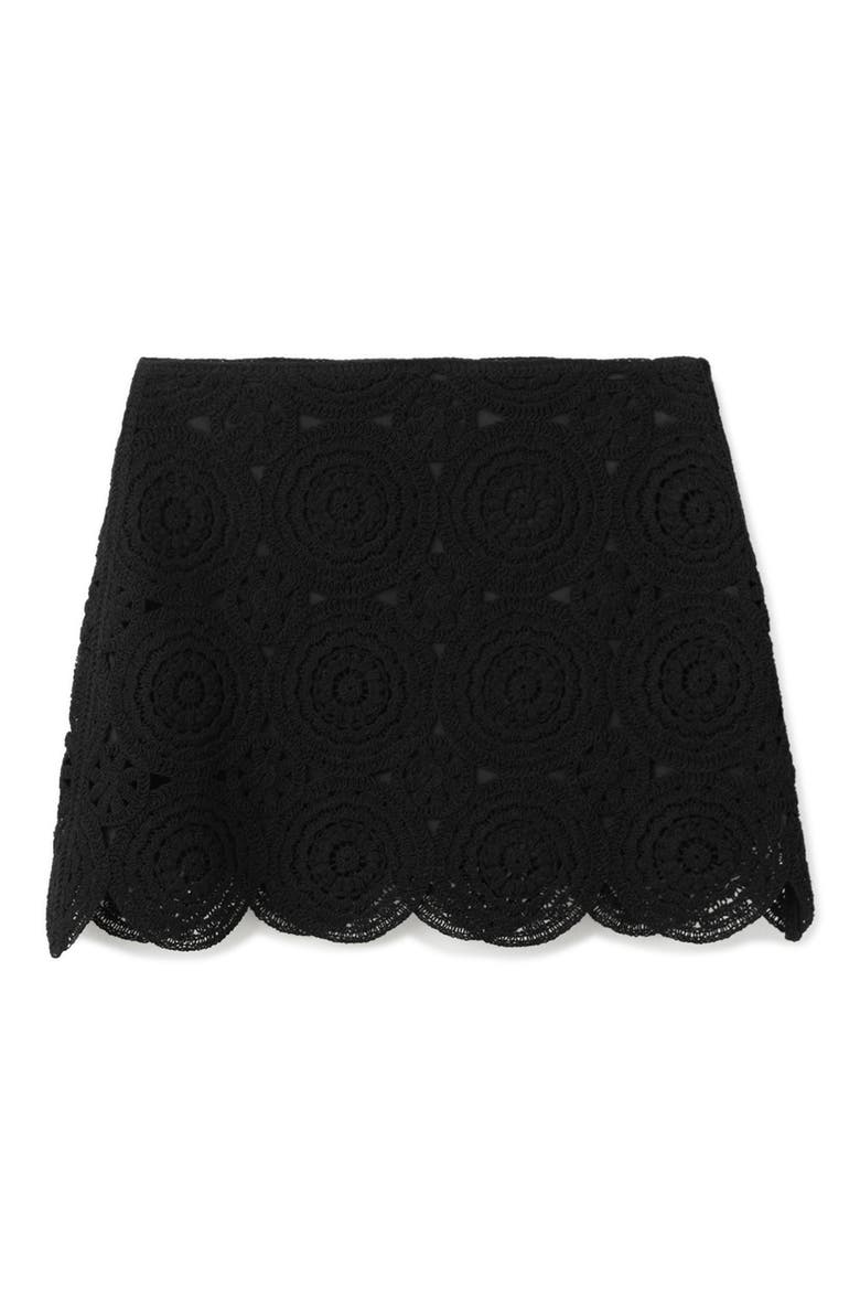 Cotton Blend Crochet Miniskirt, Alternate, color, BLACK