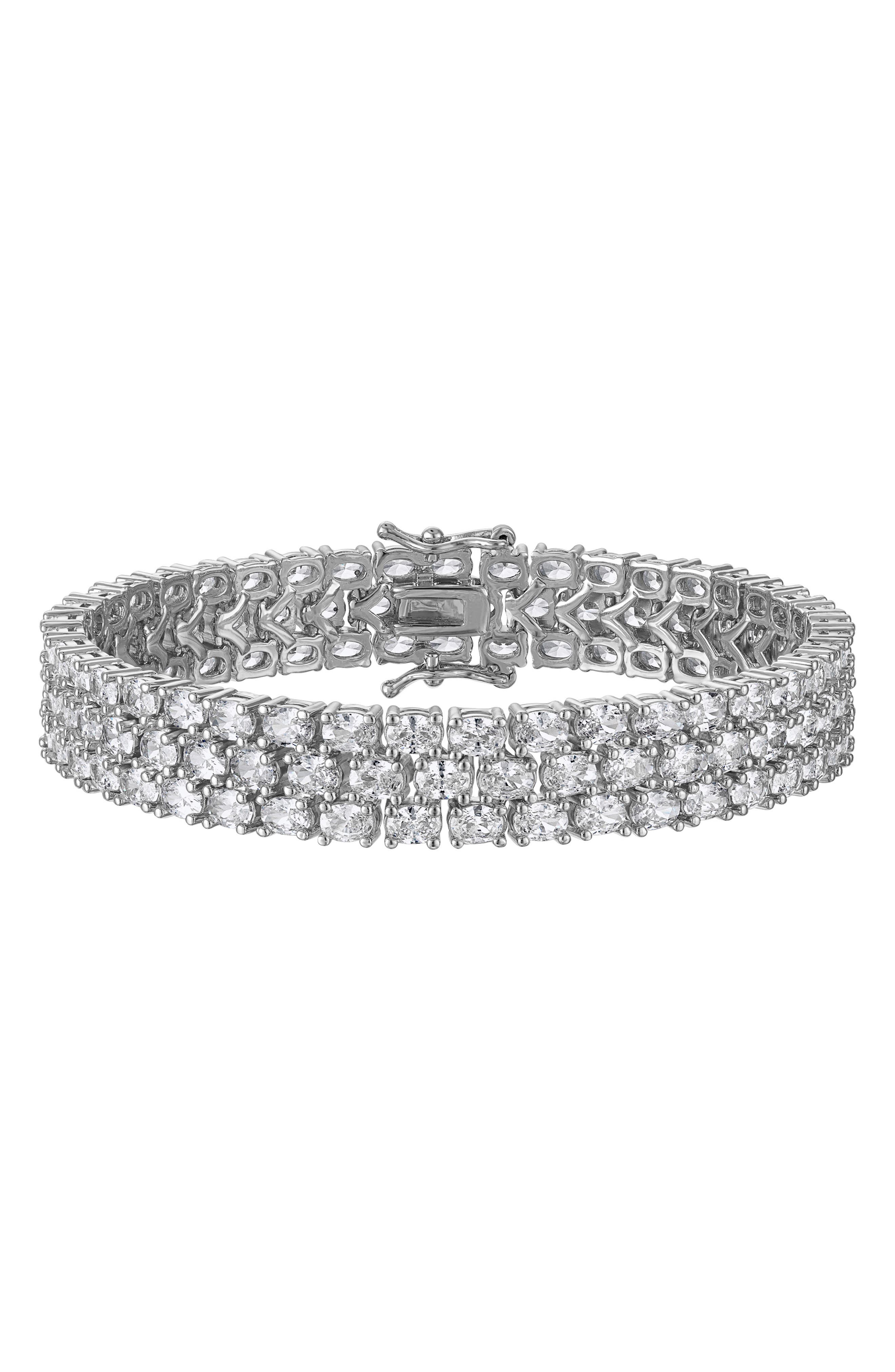 FZN Oval Cubic Zirconia Stacked Tennis Bracelet