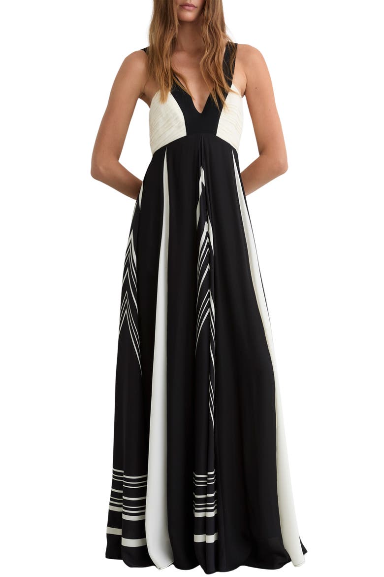 Tallie Mixed Print Maxi Dress, Main, color, BLACK/ IVORY