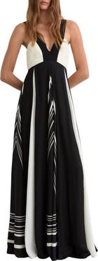 Reiss Tallie Mixed Print Maxi Dress