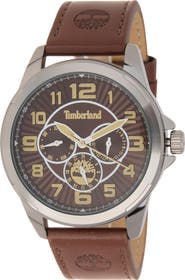 Timberland Dress Sport Quartz Chronograph Leather Strap Watch, 45mm