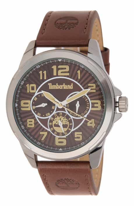 Timberland Dress Sport Quartz Chronograph Leather Strap Watch, 45mm