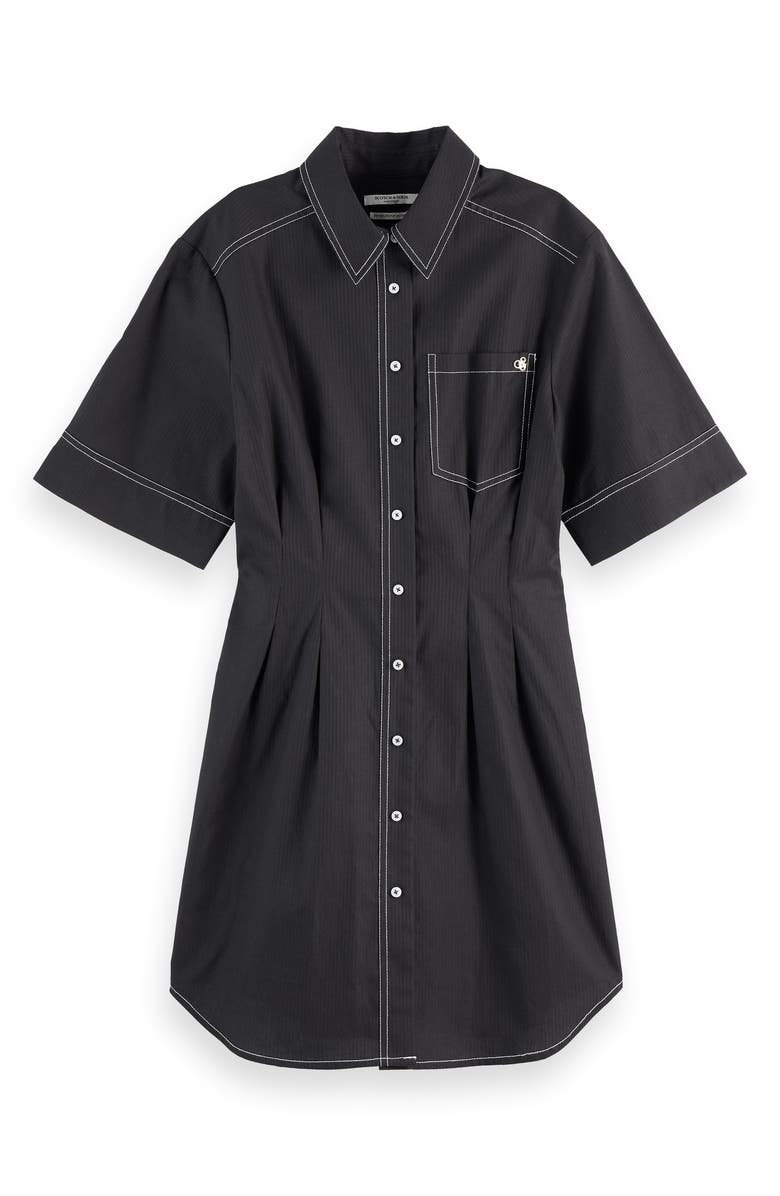 Scotch & Soda Stripe Structured Cotton Shirtdress, Alternate, color, Black