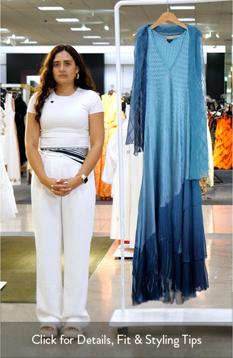 Tiered Charmeuse & Chiffon Cocktail Dress with Shawl, sales video thumbnail