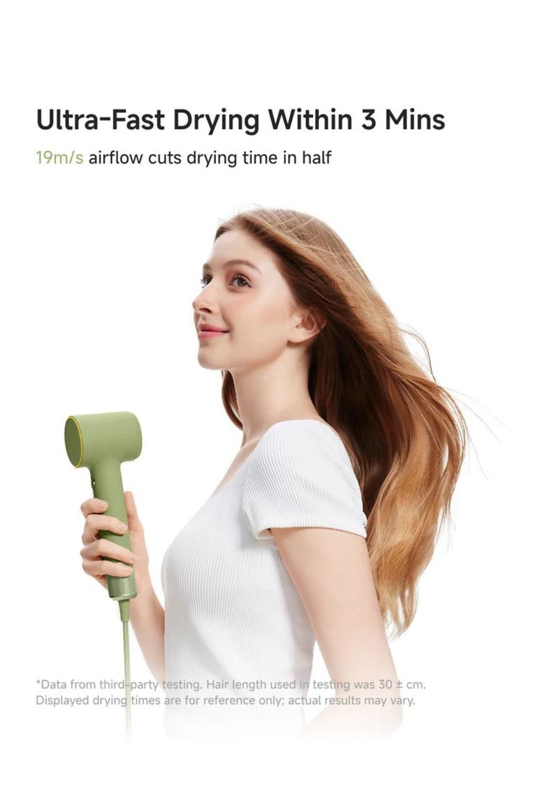 Swift Mini Hair Dryer with 1 Nozzle and Travel Bag, Alternate, color, Green