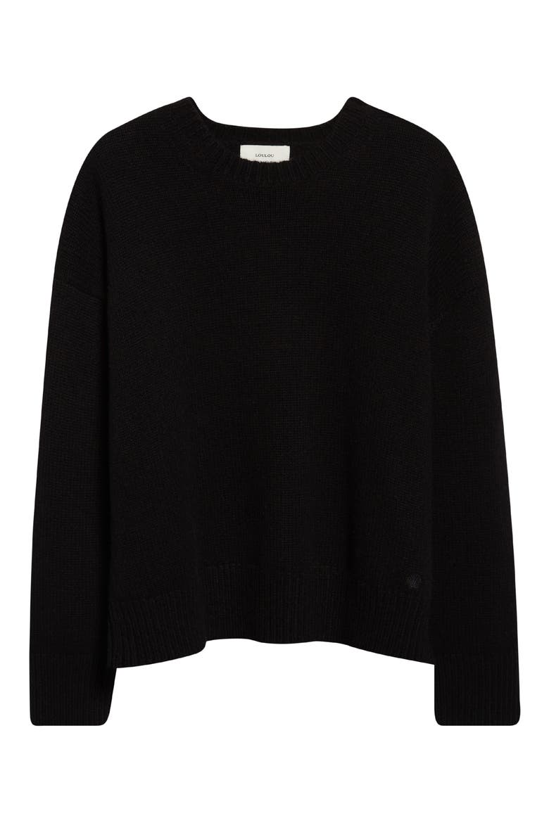 Pia Oversize Cashmere Crewneck Sweater, Alternate, color, BLACK