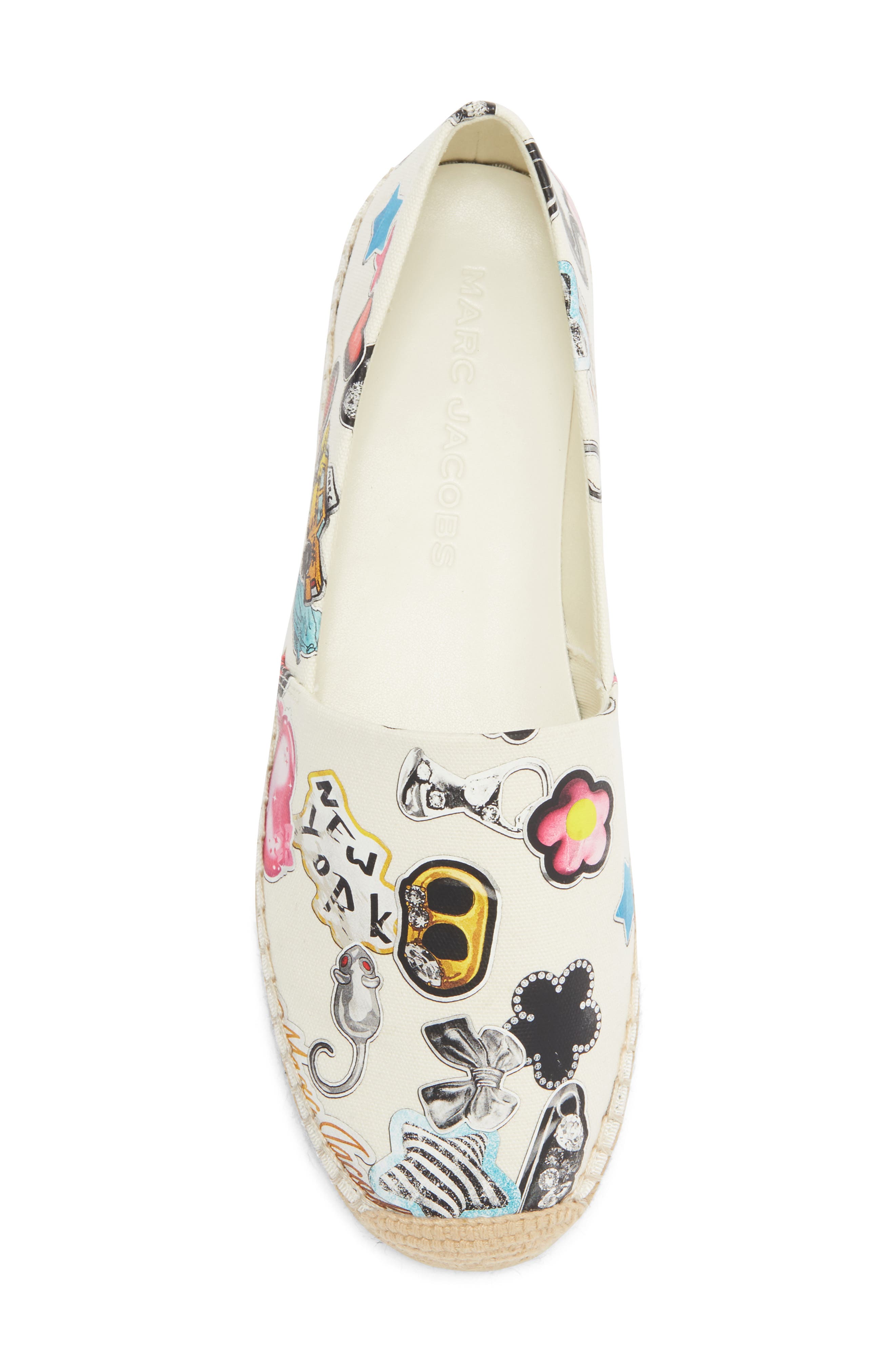 Marc Jacobs The Sticker Print Espadrille Flat, Alternate, color, White Multi