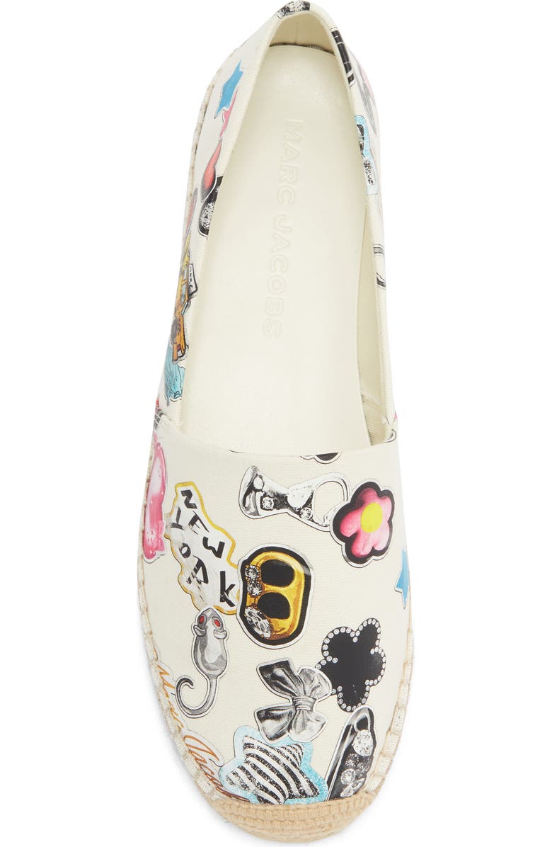 Marc Jacobs The Sticker Print Espadrille Flat, Alternate, color, White Multi