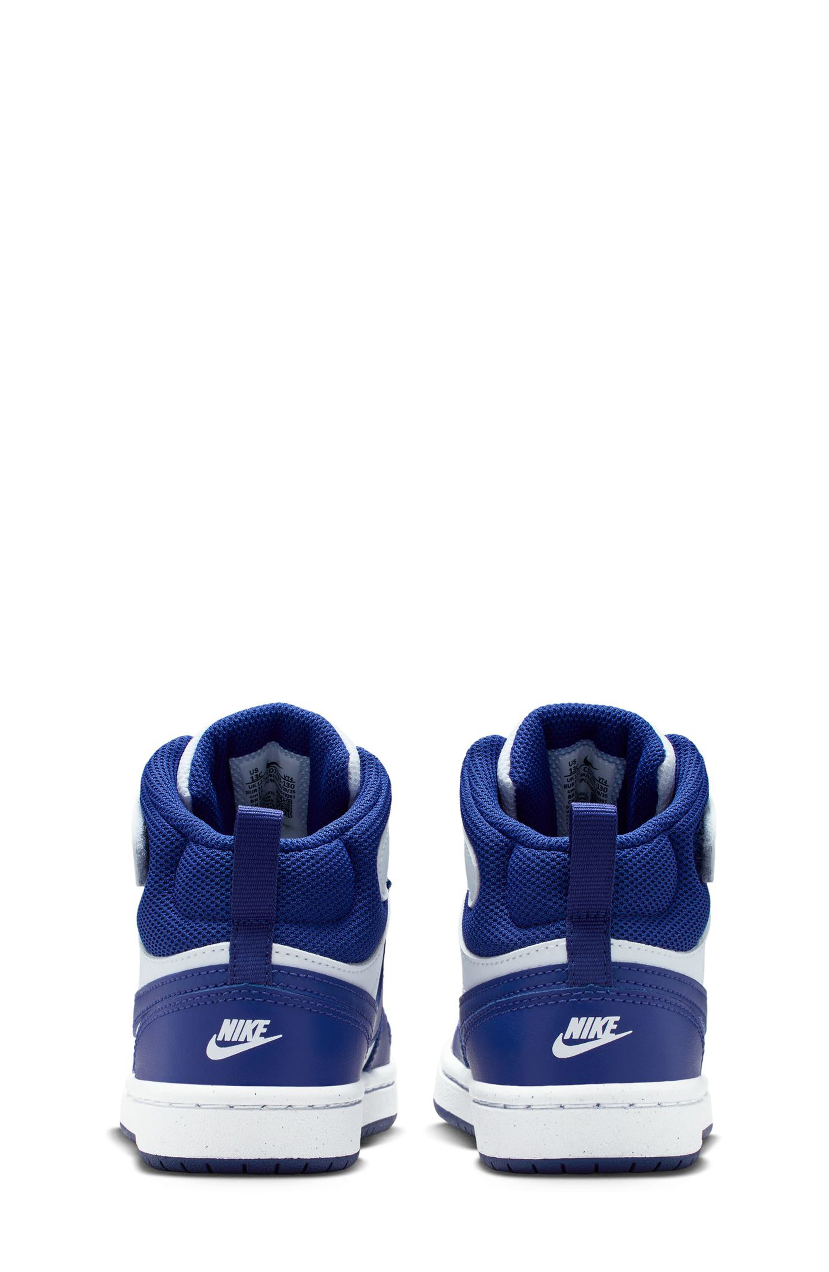 Nike Kids' Court Borough Mid 2 Basketball Shoe, Alternate, color, White/ Deep Night/ White