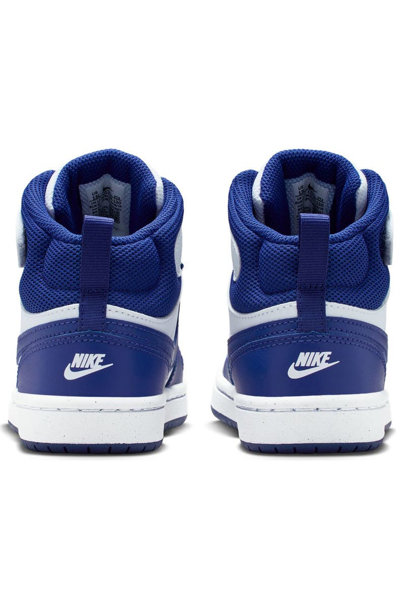 Nike Kids' Court Borough Mid 2 Basketball Shoe, Alternate, color, White/ Deep Night/ White