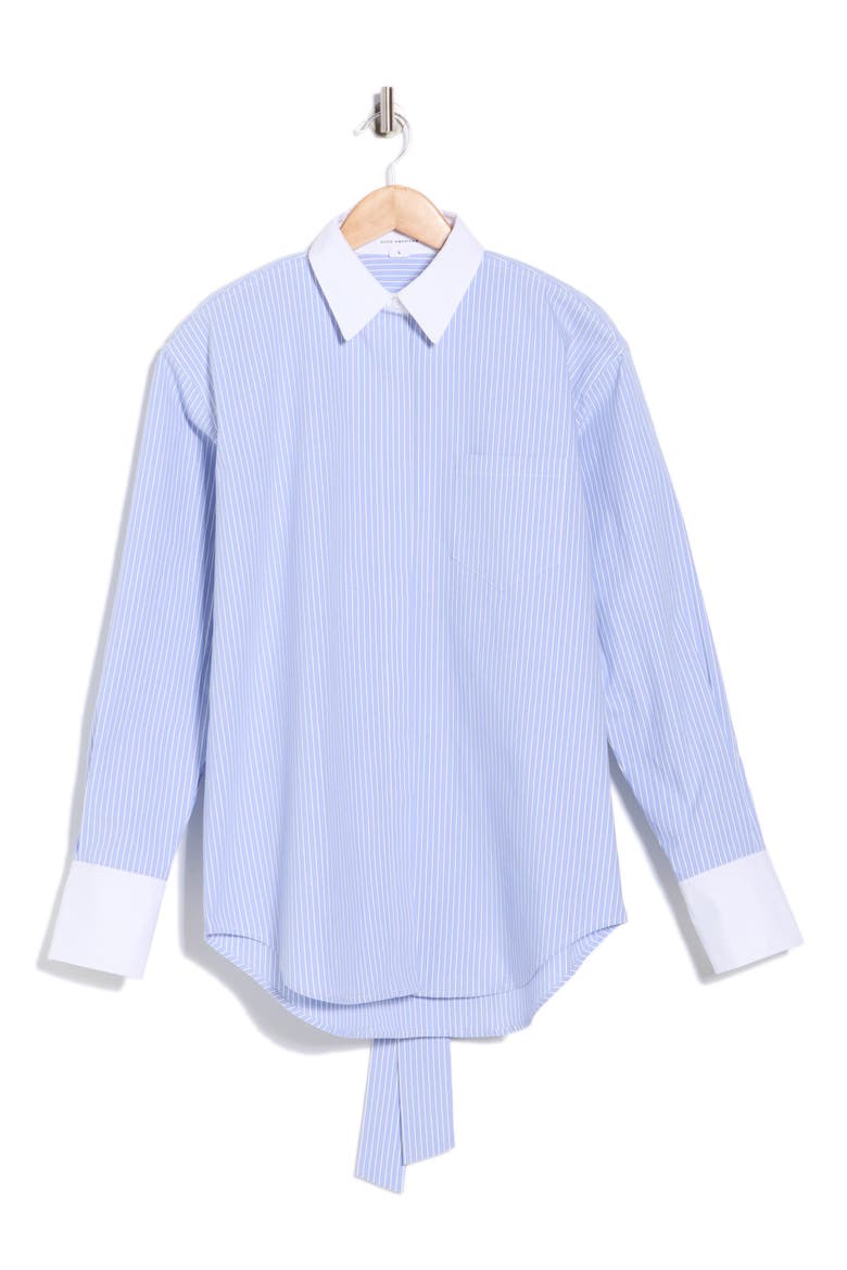 Stripe Poplin Tie Waist Button-Down Shirt, Alternate, color, HOT GIRL STRIPE