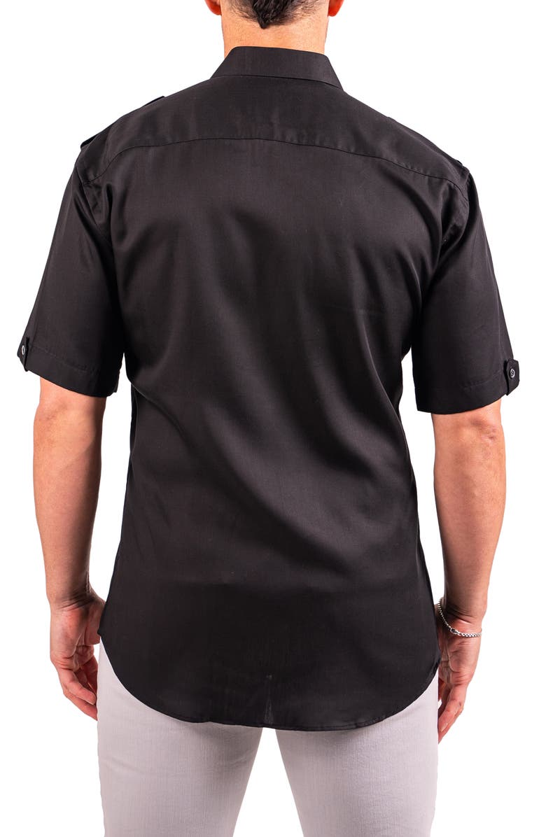 Maceoo Munich Resistance0174 Black Short Sleeve Button-Up Shirt, Alternate, color, Black