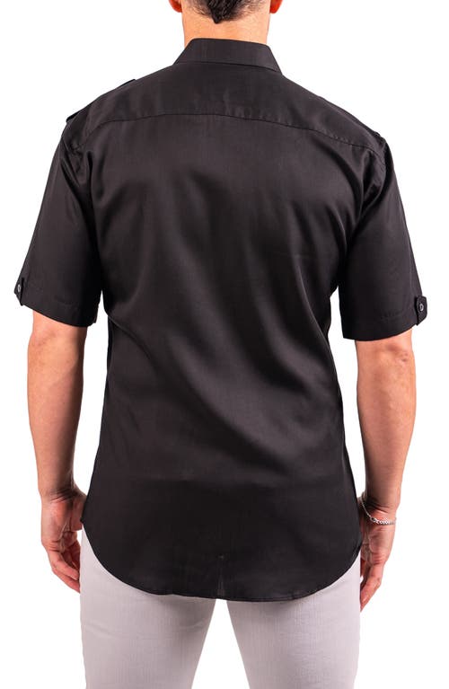 Maceoo Munich Resistance0174 Black Short Sleeve Button-up Shirt