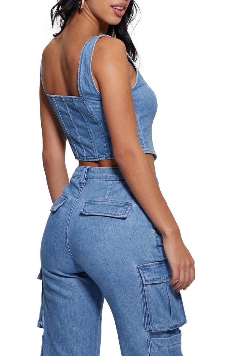 GUESS Neil Denim Crop Top, Alternate, color, 