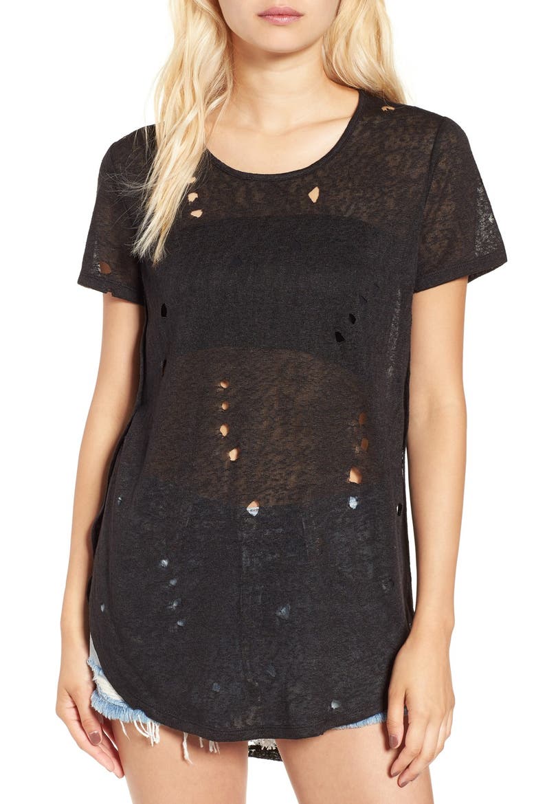 Fire Destroyed Short Sleeve Tee, Main, color, BLACK