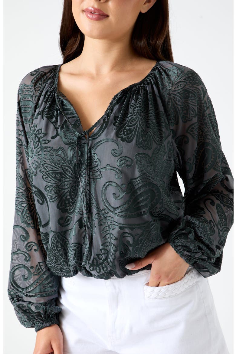 Avery Burnout Velvet Top, Alternate, color, GREEN
