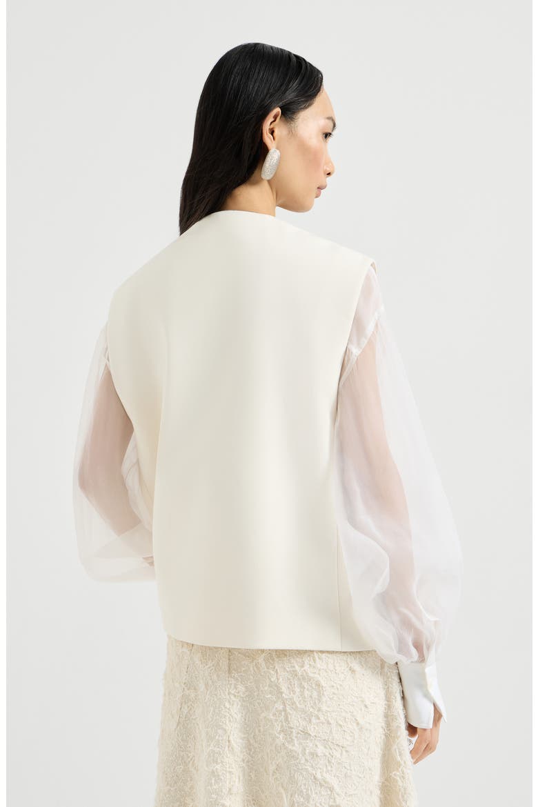 Double twill crêpe vest, Alternate, color, Ivory