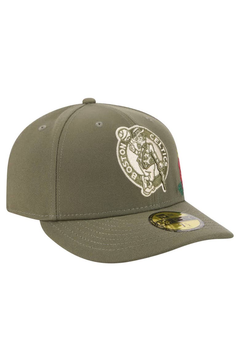 Men's New Era Olive Boston Celtics Tonal Florals 59FIFTY Fitted Hat, Alternate, color, Olive