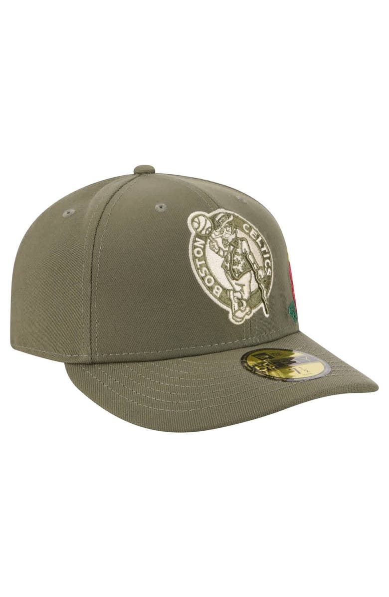 New Era Men's New Era Olive Boston Celtics Tonal Florals 59FIFTY Fitted Hat, Alternate, color, Olive
