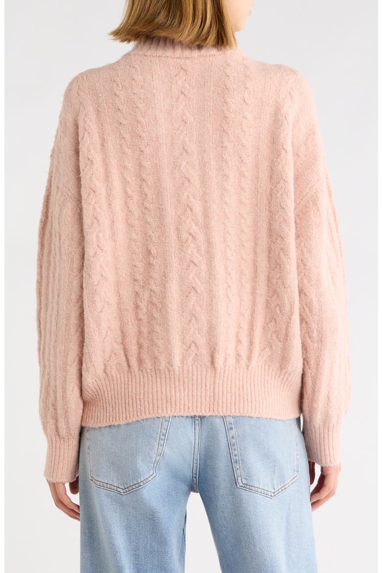 West Half Zip Cable Knit Sweater, Alternate, color, BLUSH