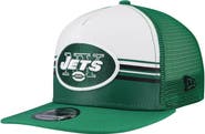 New Era Men's New Era White/Green New York Jets Striped A-Frame 9FIFTY Adjustable Trucker Snapback Hat