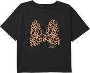 Mickey & Friends Girl's Mickey & Friends Leopard Animal Print Minnie Mouse Bow  Graphic T-Shirt