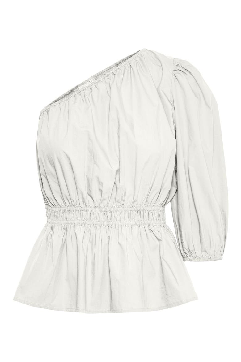 Molene One-Shoulder Peplum Blouse, Alternate, color, SNOW WHITE