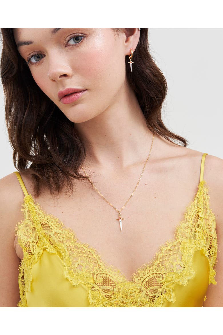 Rose & Dagger Necklace, Alternate, color, Gold
